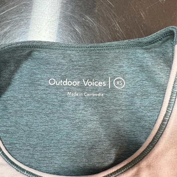 Outdoor Voices Tri Tone Slashback Crop Top Green Blue Size XS - Picture 6 of 6